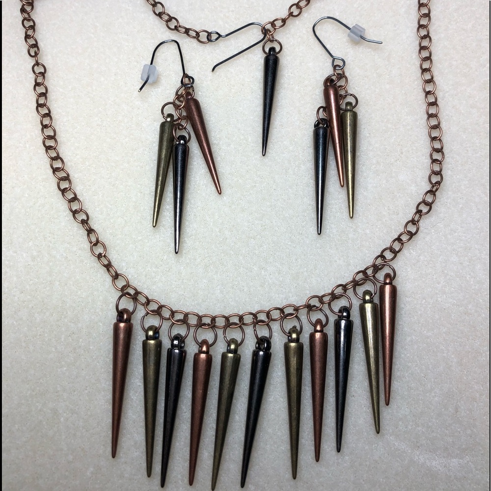 Tri-color Necklace Set with earrings